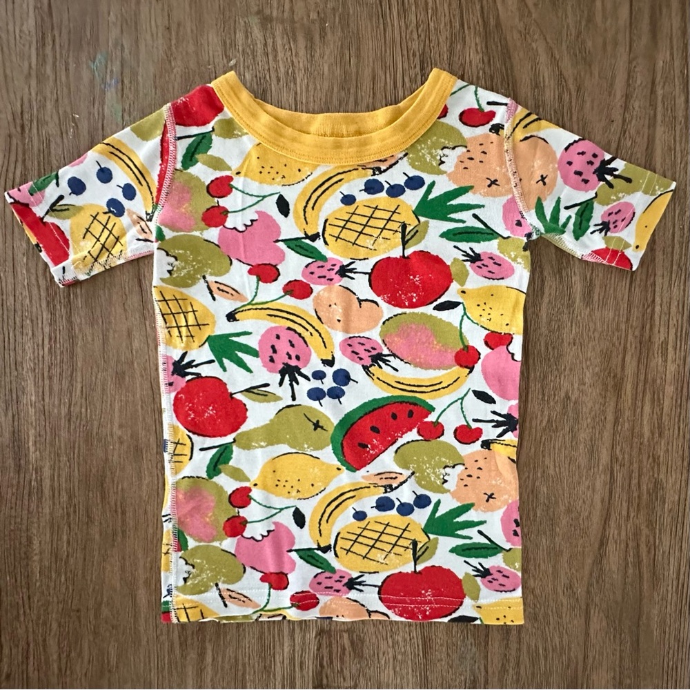 Hanna Andersson Fruit Print Kids Pajama Set - Yellow and Red - Picture 2 of 6